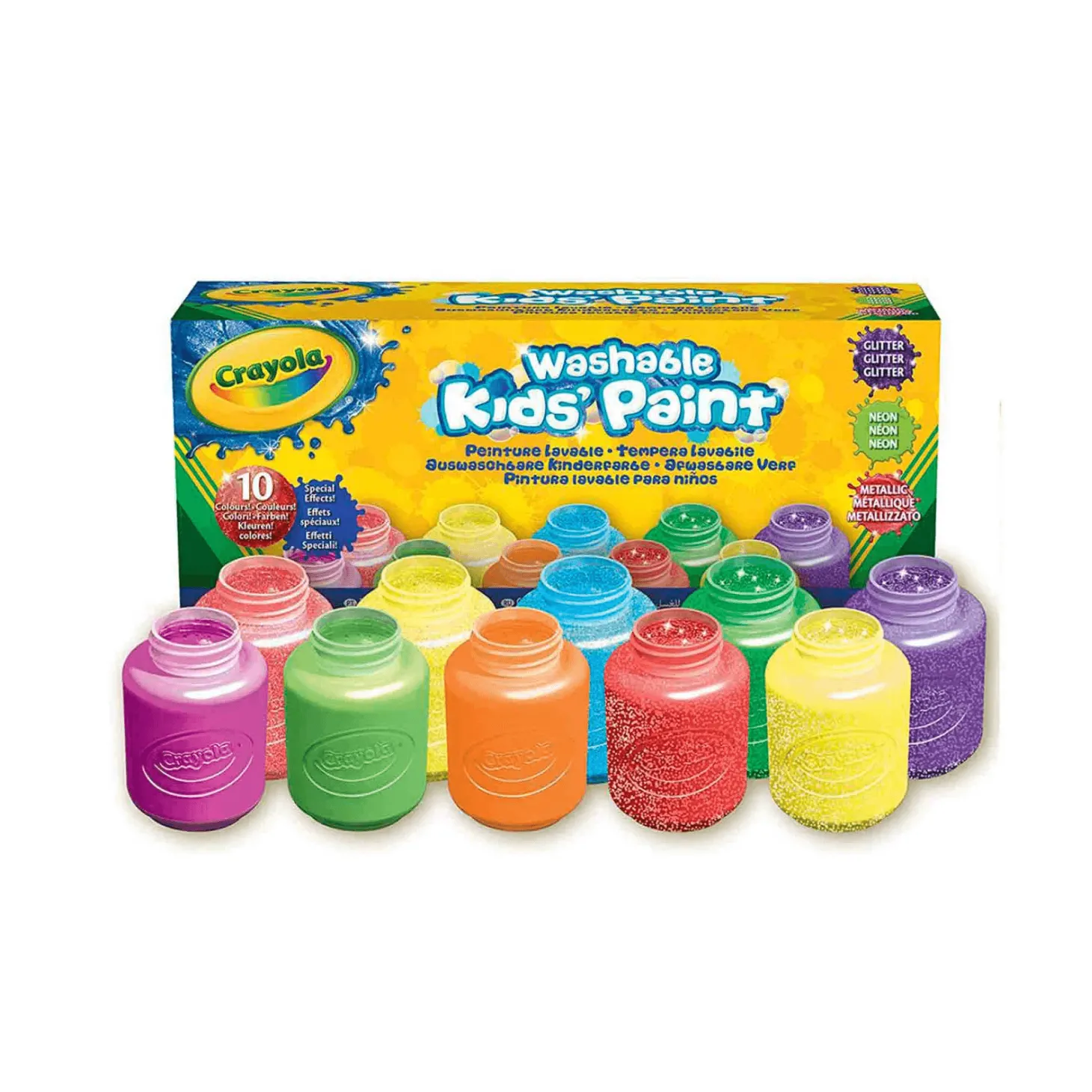 10 Botes Pintura Lavables Efectos Especiales Crayola
