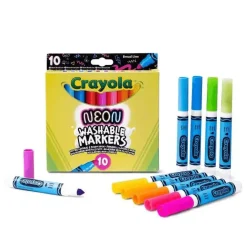10 Rotuladores Crayola Maxi Punta Neón Lavables para Niños