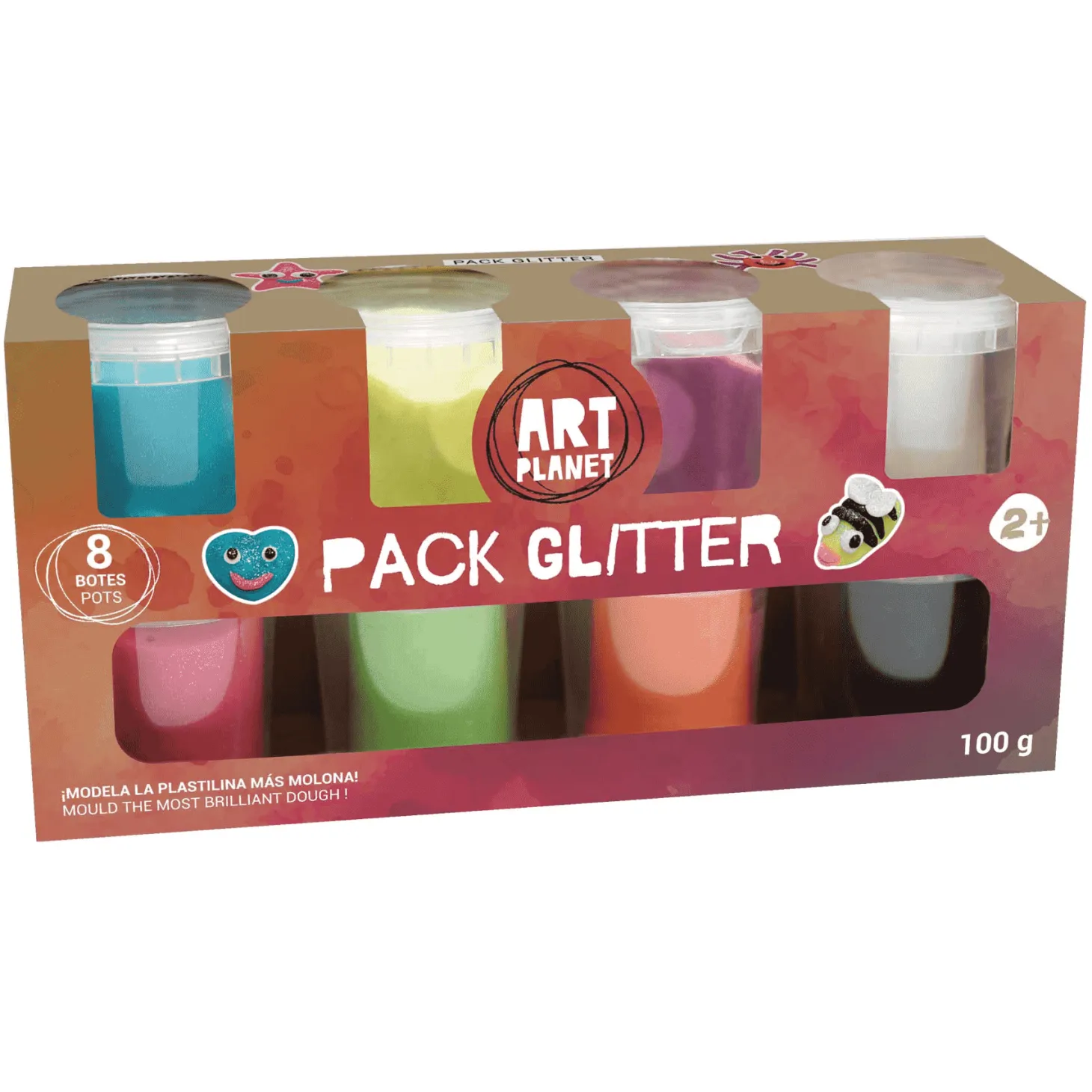 Art Planet Pack 8 Botes de Plastilina Glitter