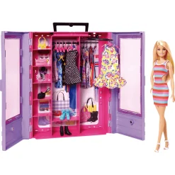 Barbie Fashionista Armario portátil con Muñeca y complementos 3 años