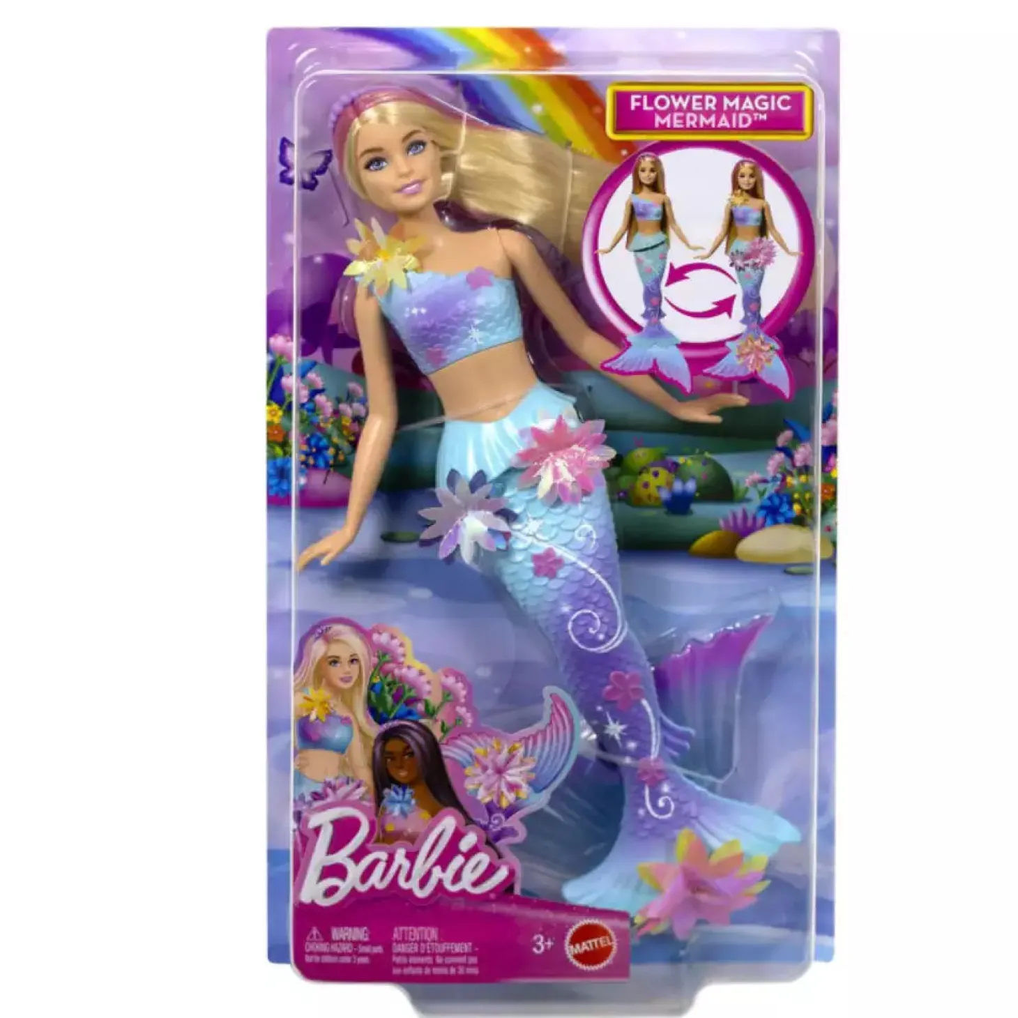 Barbie Muñeca Sirena Rubia Mágica de Flores