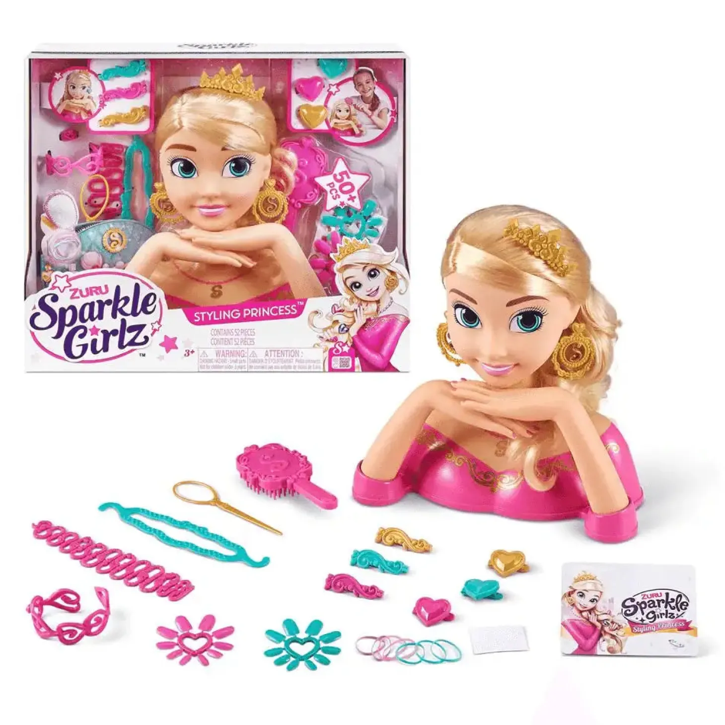 Busto de Peinado Sparkle Girlz Styling Princess – 50 accesorios