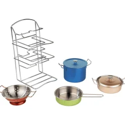 Cacerolas Inox Color Role Planet – Set de cocina infantil Super Chef 7 piezas (3+)