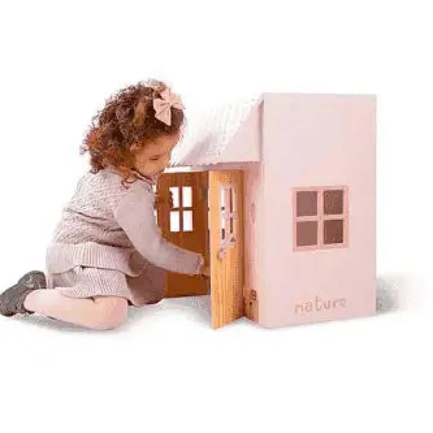 Cama-Casita Nature rosa para muñecas