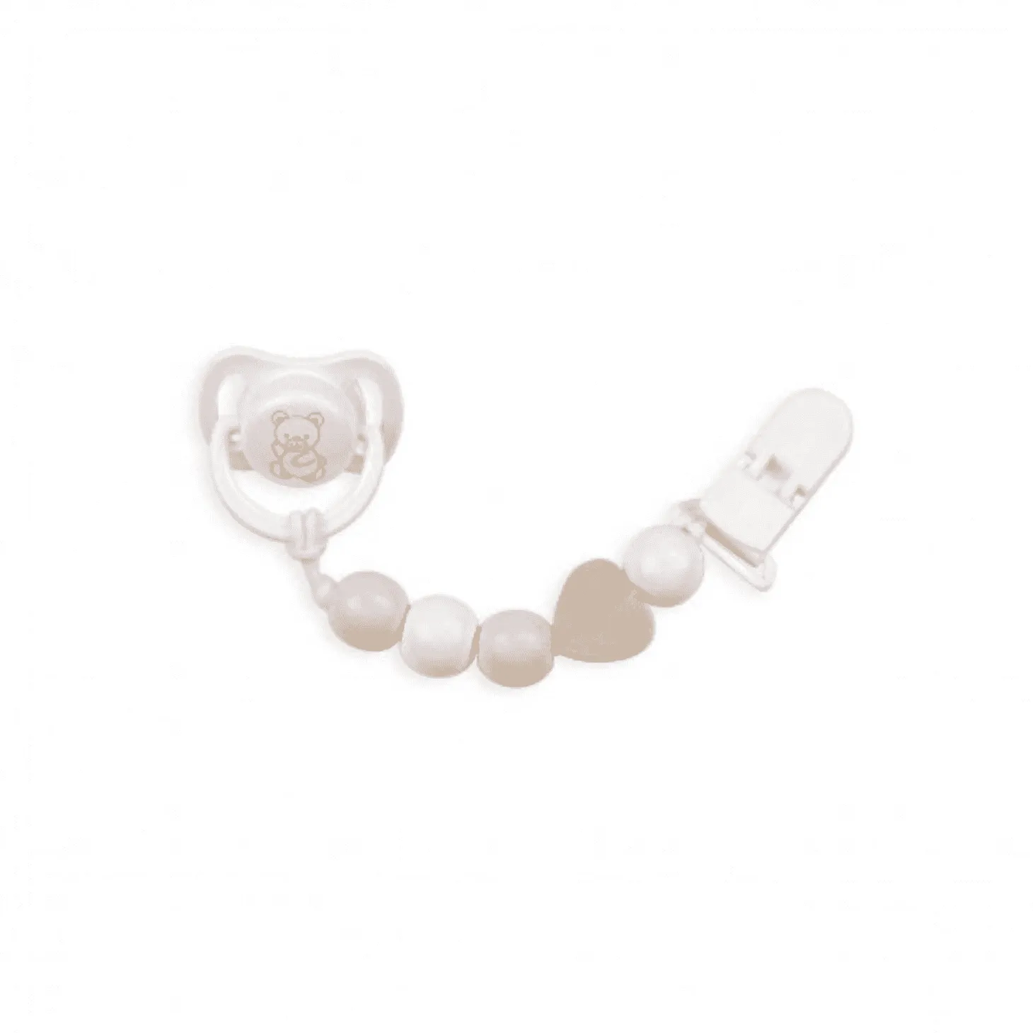 Chupete con Cadena Corazón de Madera Rosa para Muñecas - Arias