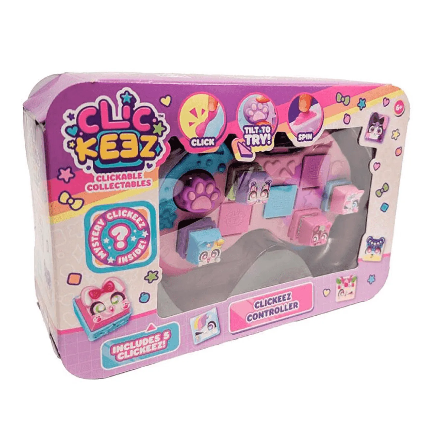 Clickeez Controller – Mando antiestrés con 5 teclas coleccionables y llavero Bizak