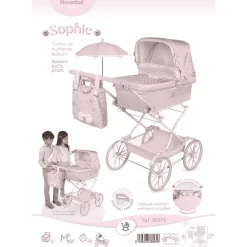 Coche de Muñecas 'Reborn' Plegable con Sombrilla y Suspensión De Cuevas