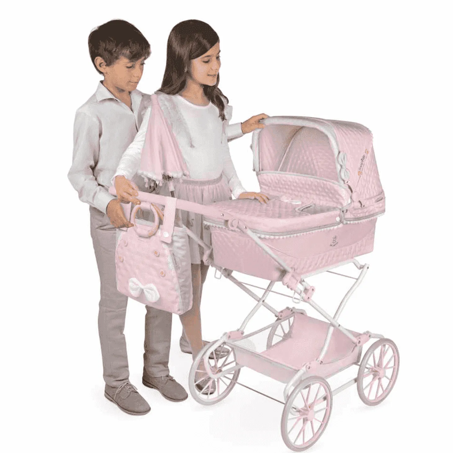 Coche de Muñecas 'Reborn' Plegable con Sombrilla y Suspensión De Cuevas