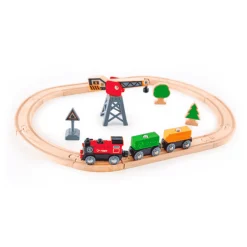 Conjunto de vías para ampliar circuitos de tren de madera (Eurekakids)