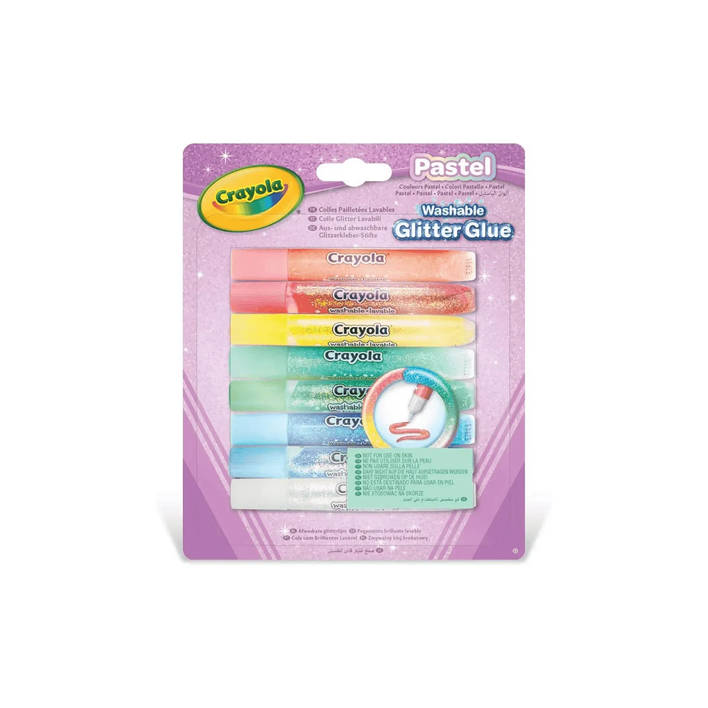 CRAYOLA Pastel 8 Pegamentos con purpurina lavables