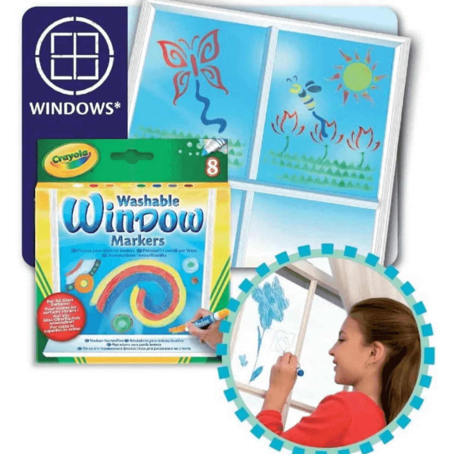 Crayola Set 8 Rotuladores para Ventana Lavables