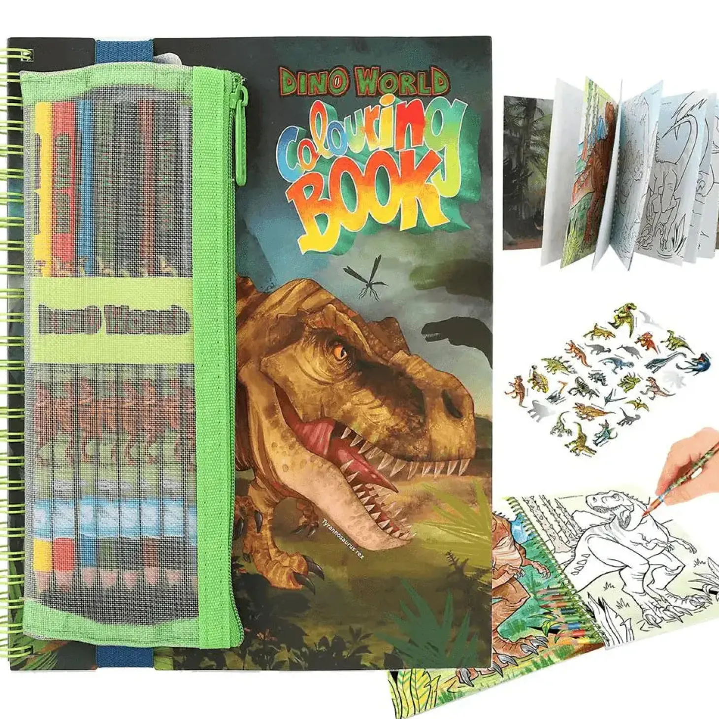 Dino World libro de colorear con lápices