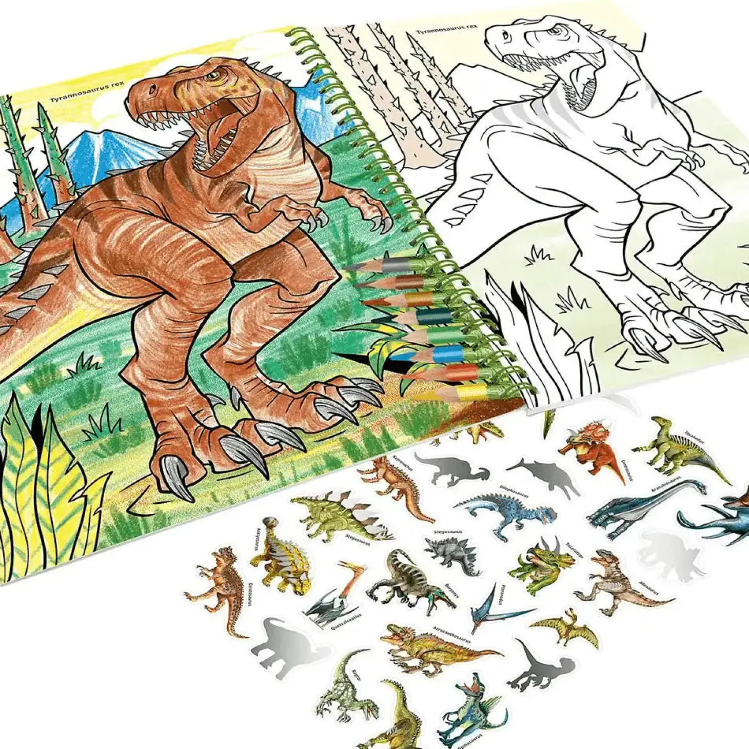 Dino World libro de colorear con lápices