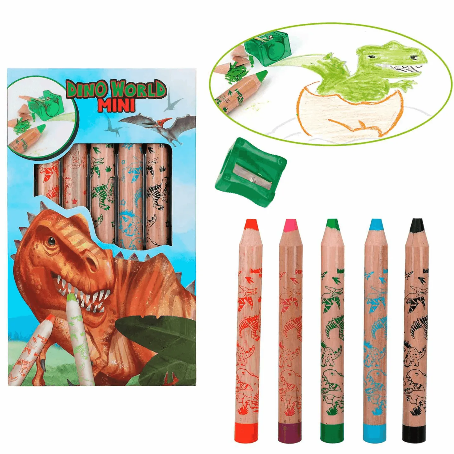 Dino World Mini Dino Lapices De Colores