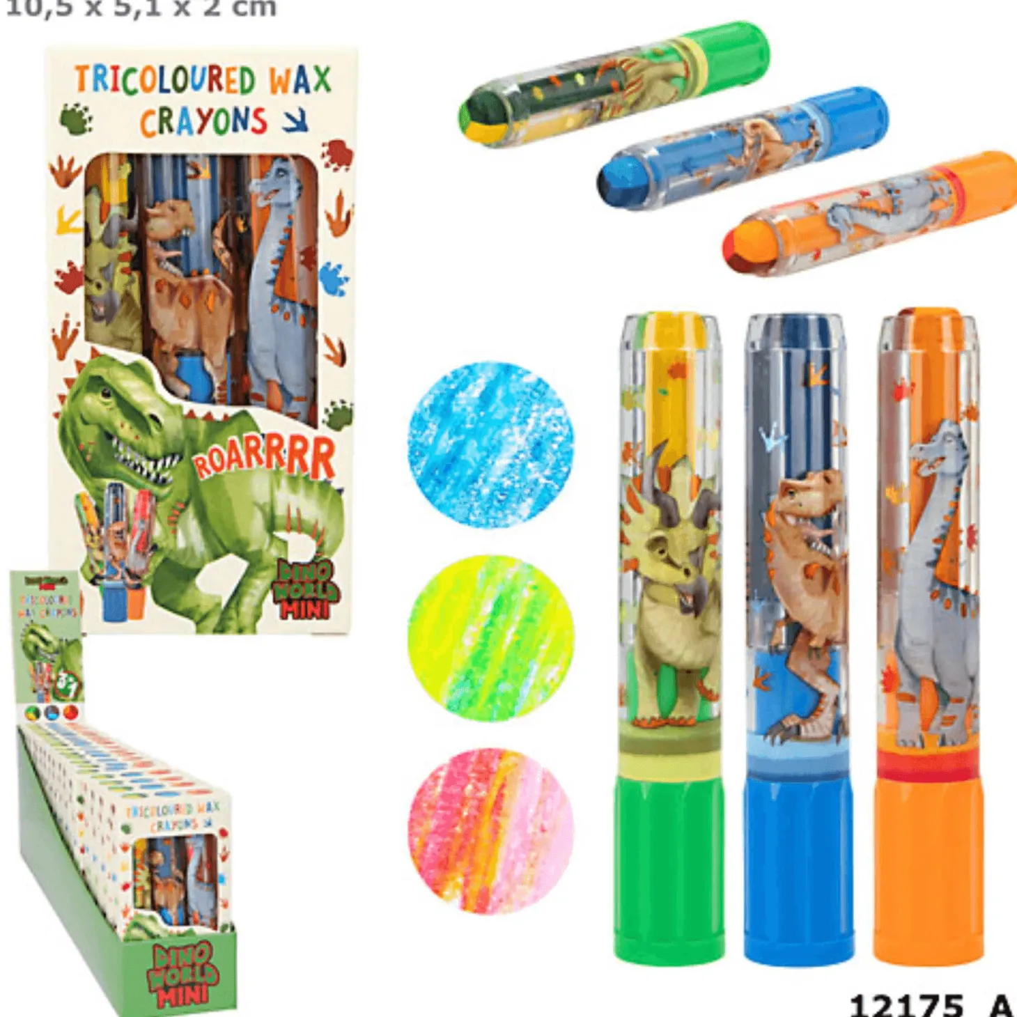 Dino World Mini Dino Set De Ceras Tricol