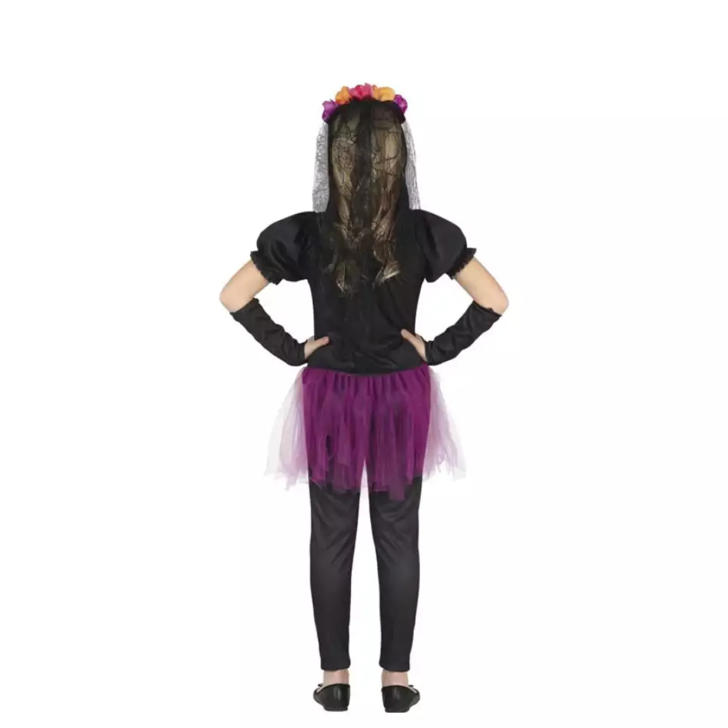 Disfraz Catrina Infantil con Flores y Tutú T. 10-12