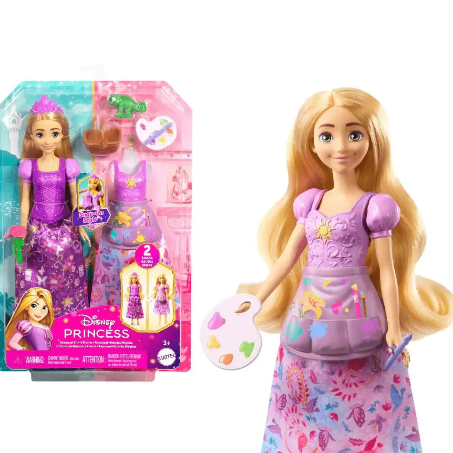 Disney Princesas Historias de Rapunzel 2 en 1 Muñeca de Moda - Juguete de Disney Princess
