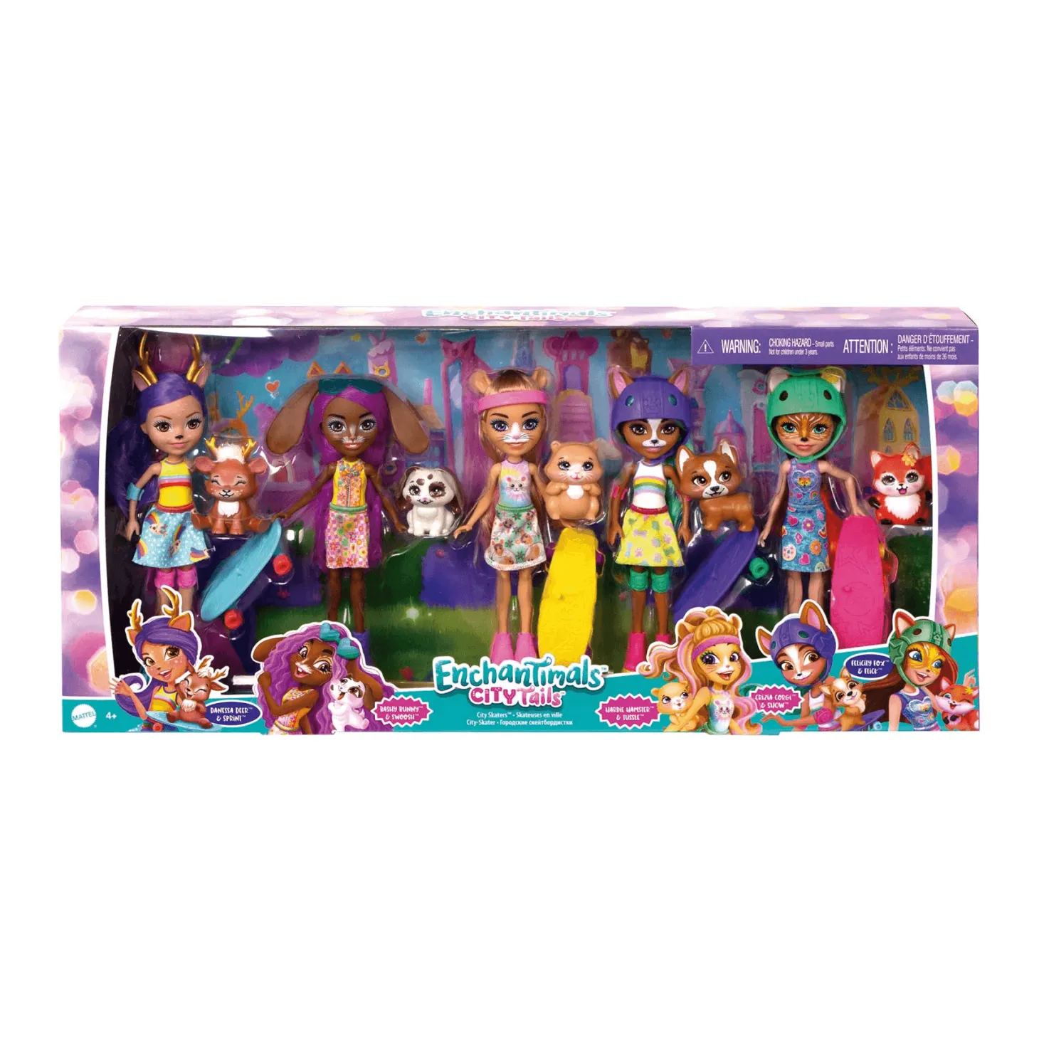 Enchantimals City Tails Pack 5 muñecas con mascotas 4 años