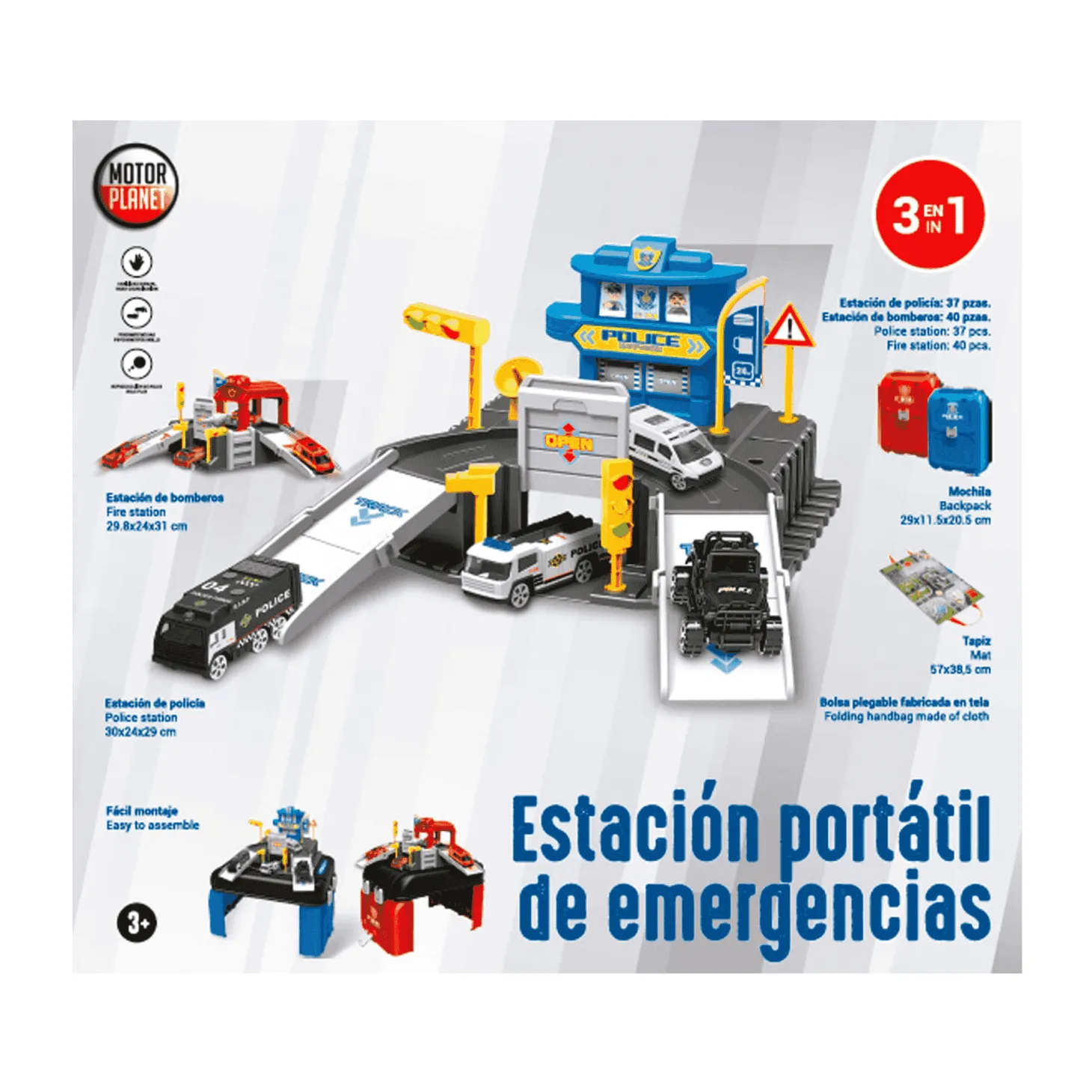 Estación Portátil de Emergencias 2 en 1 | Motor Planet Juguete Circuito de Coches