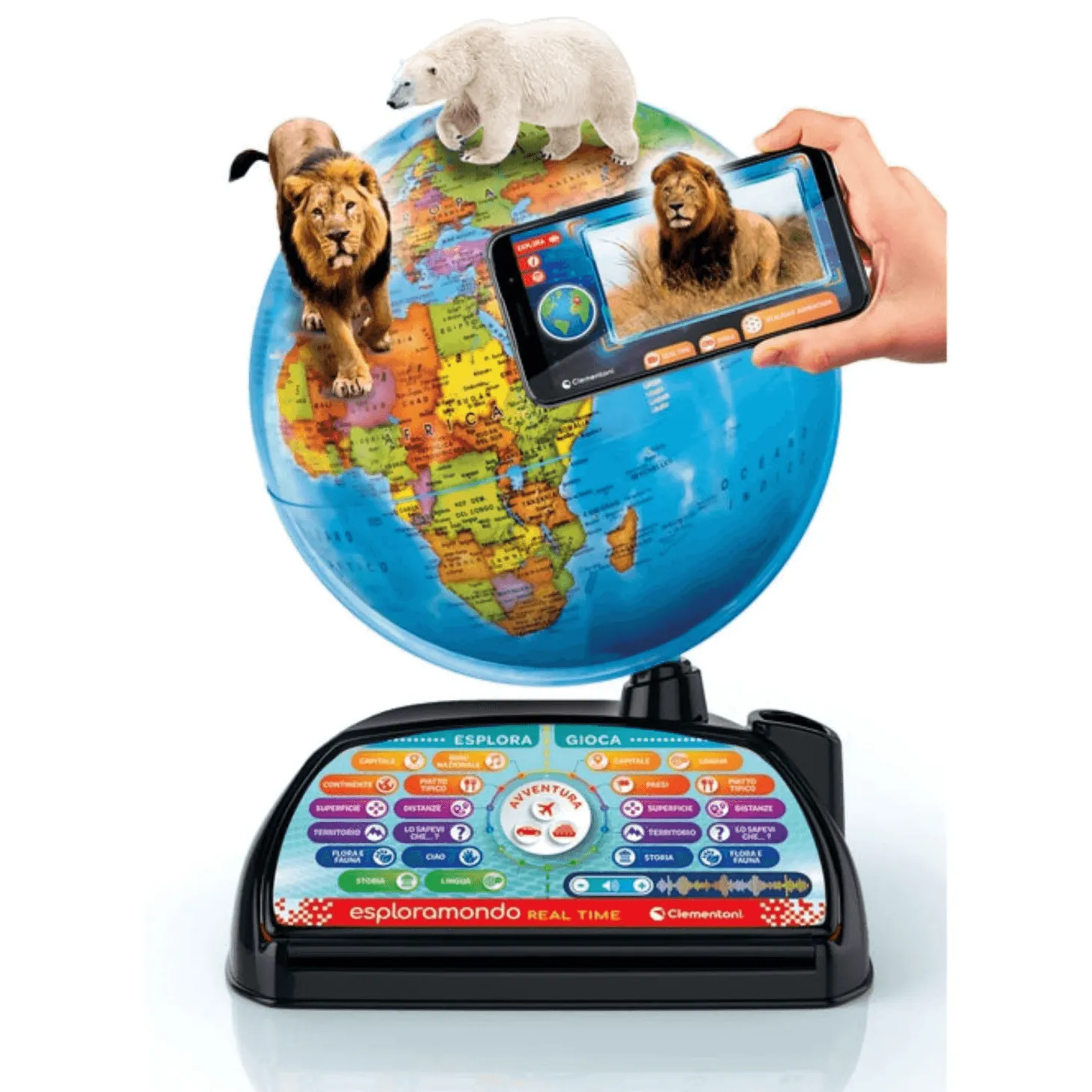 Globo Interactivo Real Time Clementoni | Aprende Geografía con Realidad Aumentada | Desde 7 Años