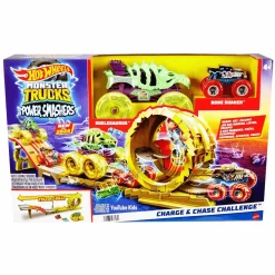 Hot Wheels Monster Trucks Carrera y Desafío Skelesaurus vs Bone Shaker