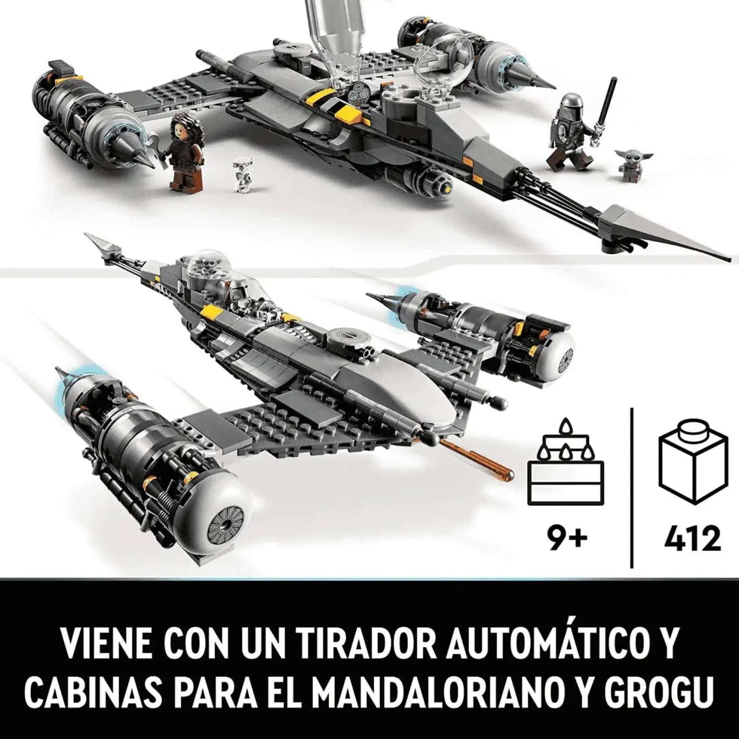 Kit de construcción LEGO Star Wars 75325 Caza Estelar N-1 de The Mandalorian (412 piezas)