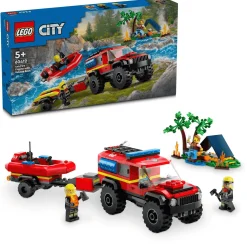 LEGO City Camión de Bomberos 4x4 con Barco de Rescate Juguete 60412