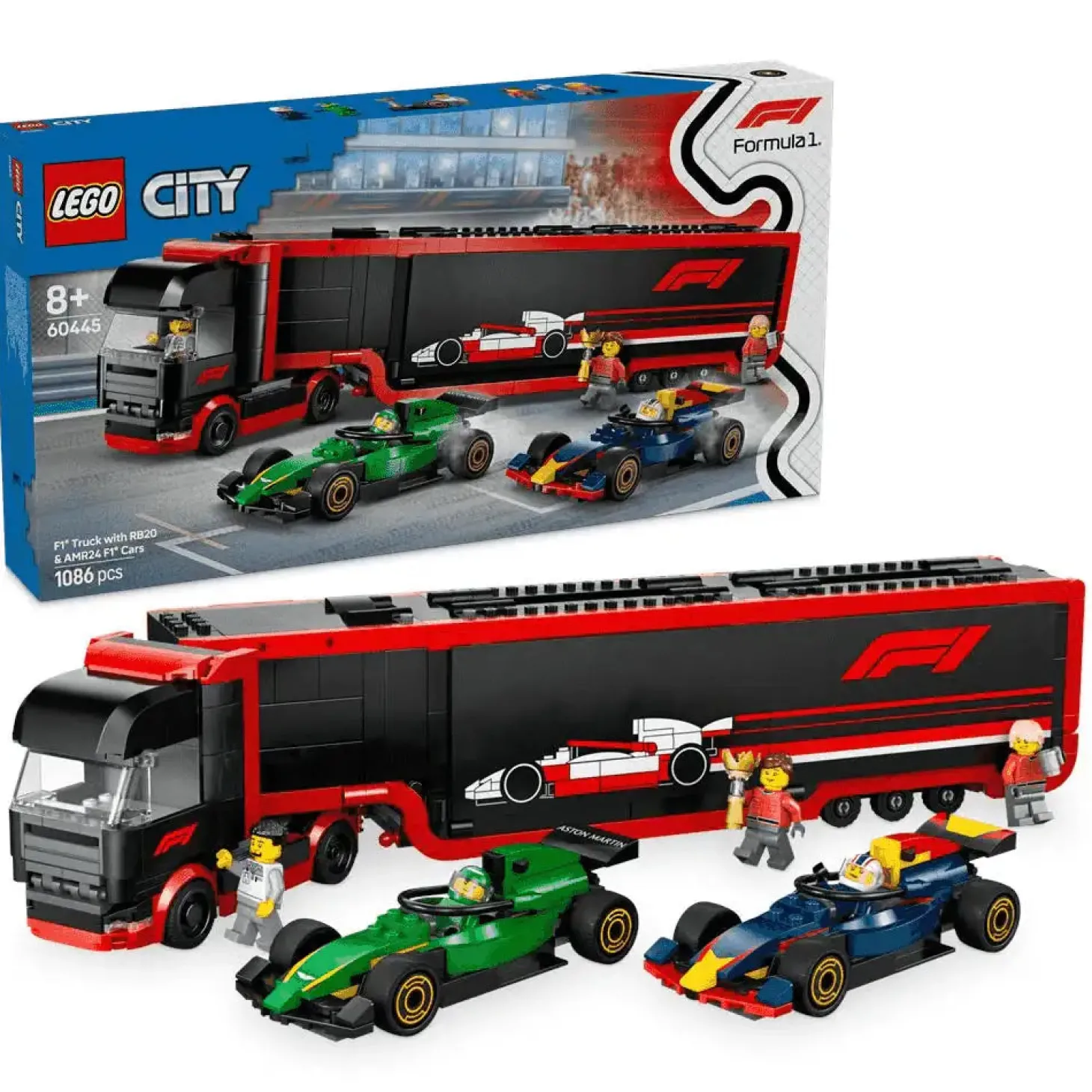 LEGO City Camión de F1 con Coches de F1 RB20 y AMR24 60445