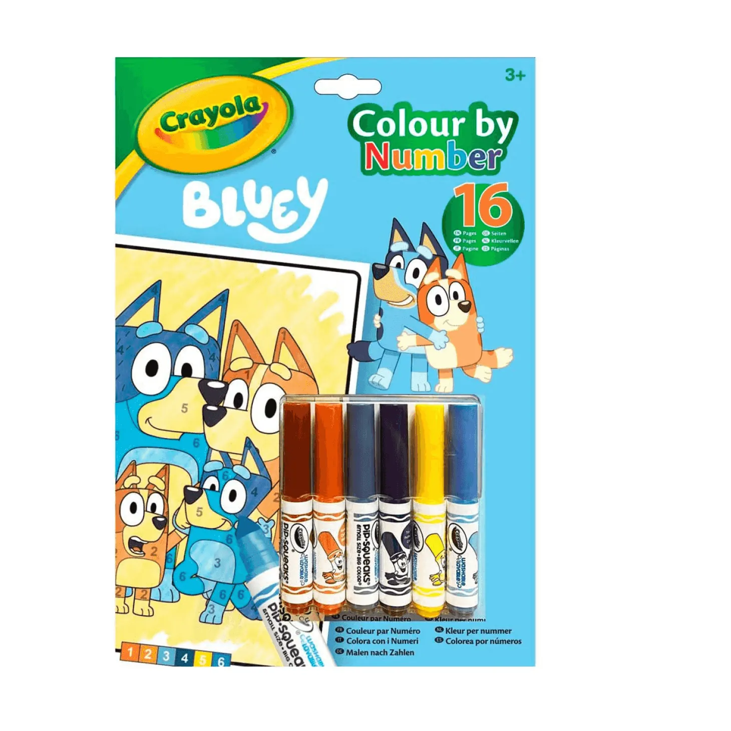 Libro de actividades y colorea los números con Bluey 6 rotuladores