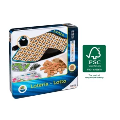 Lotería Metal Box (100% Madera FSC) - Juego Clásico de Bingo en Caja Metálica