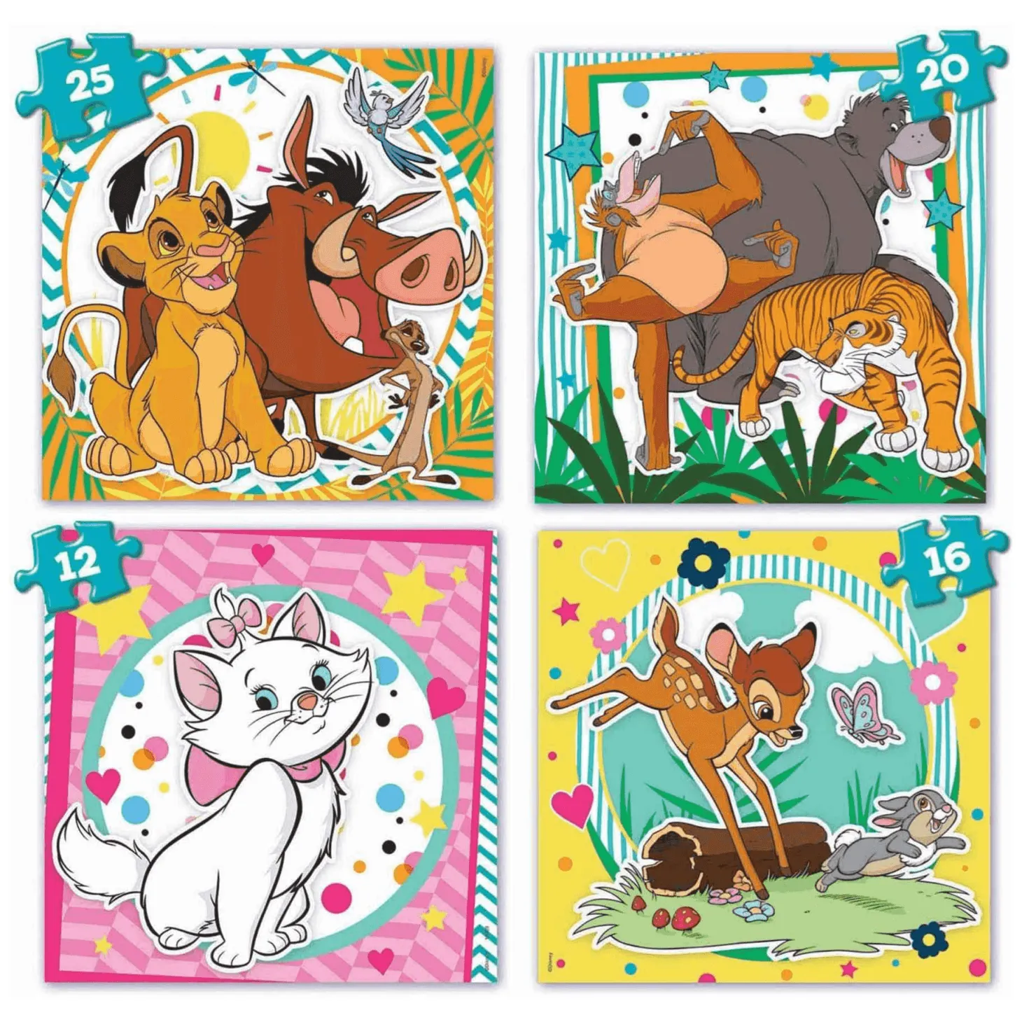 Maleta Progresivos Disney Animals 4 Puzzles 12 16 20 25 Piezas