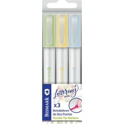 Marcadores Fluorescentes Doble Punta 3 Unidades
