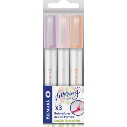 Marcadores Fluorescentes Doble Punta 3 Unidades