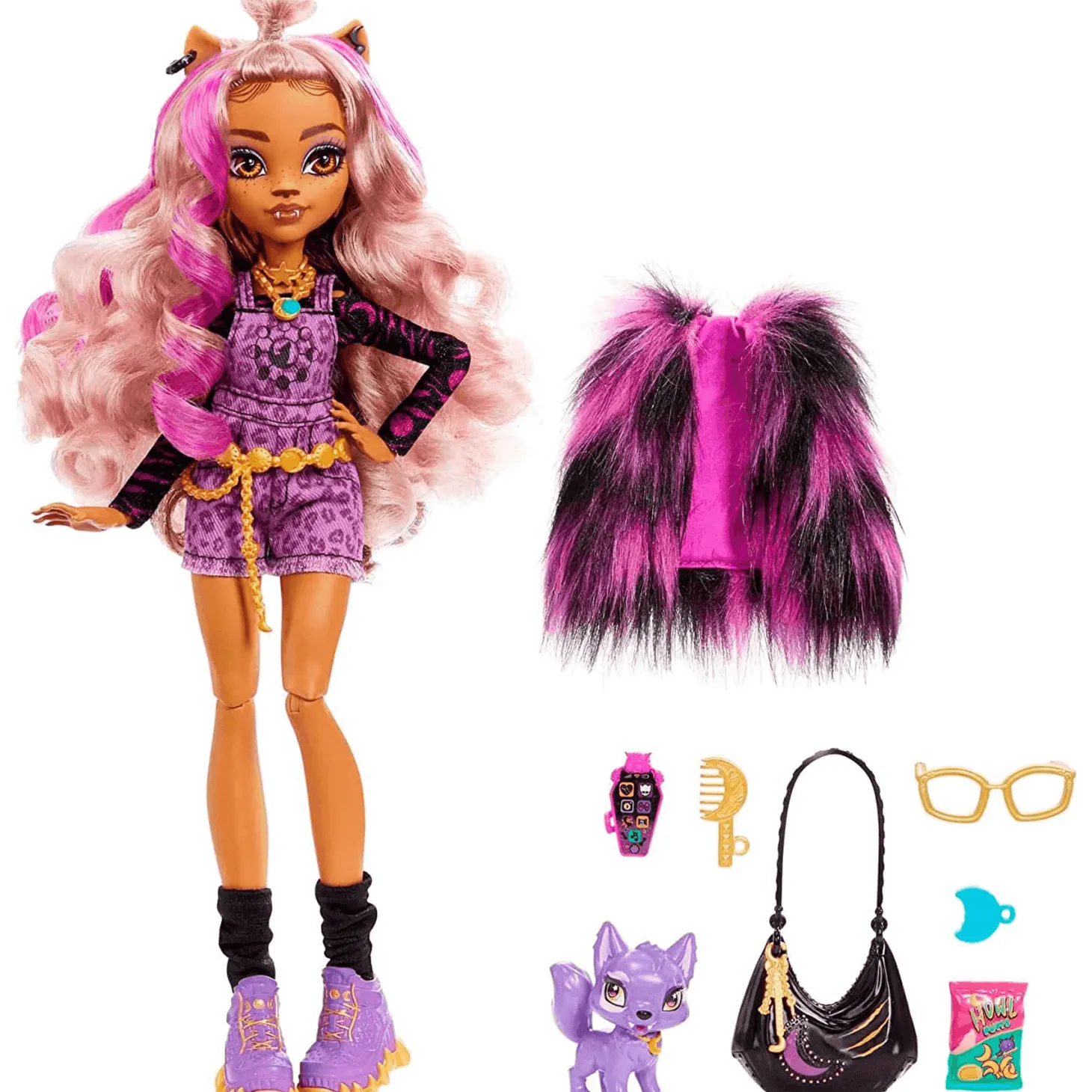 Monster High Clawdeen Wolf Muñeca articulada con mascota y accesorios de moda