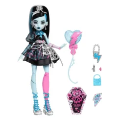 Monster High Cumplespantos Frankie Stein – Muñeca de fiesta con look electrizante