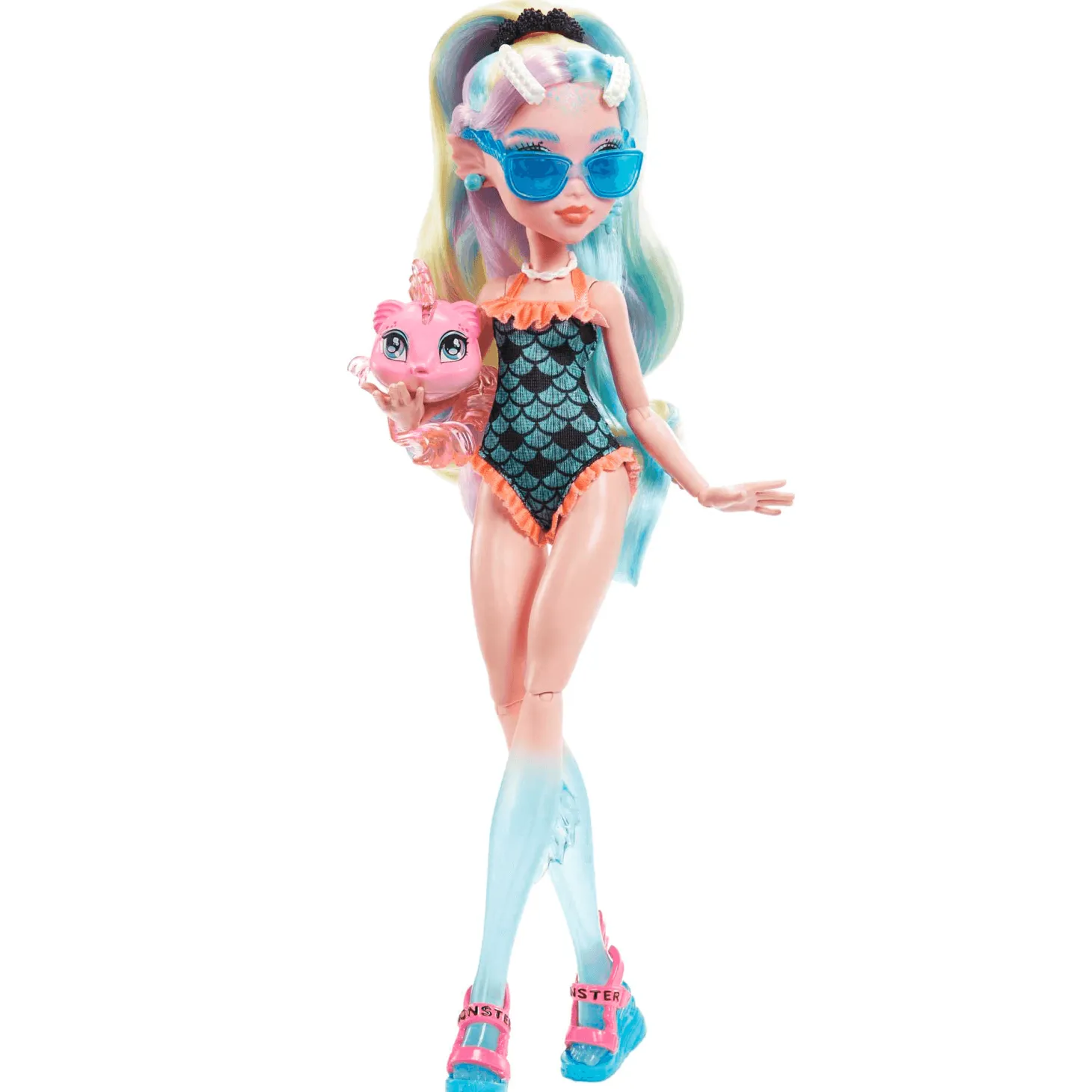 Monster High Lagoona Blue Muñeca articulada con mascota y accesorios de moda