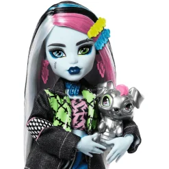 Monster High Muñeca Frankie Stein con Mascota Watzie y Accesorios