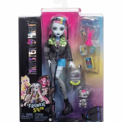 Monster High Muñeca Frankie Stein con Mascota Watzie y Accesorios