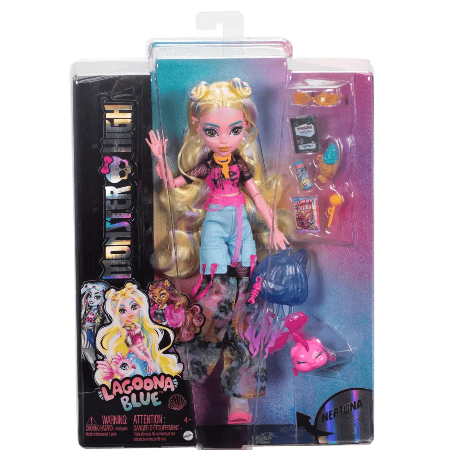 Monster High Muñeca Lagoona Blue de Monster High con Mascota Neptuna y Accesorios