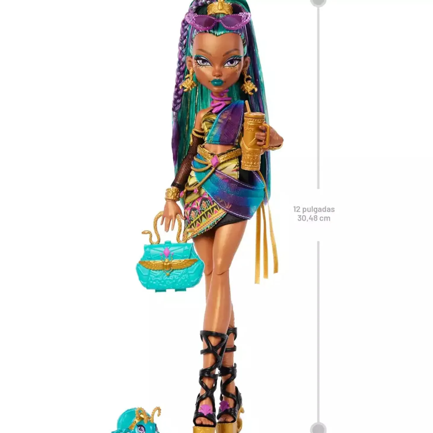 Monster High Nefera De Nile – Muñeca con mascota Lavish y 7 accesorios