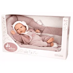 Muñeca Bebé Reborn Gadea rosa con manta