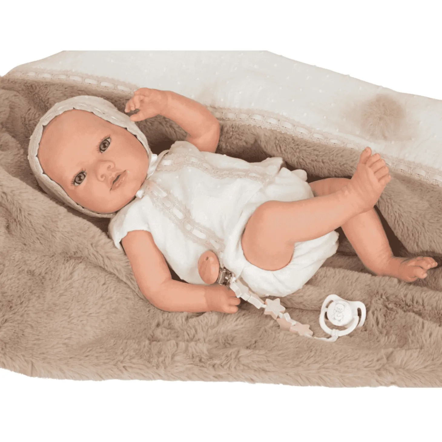 Muñeca Reborn Jade Marrón con Manta 38 cm