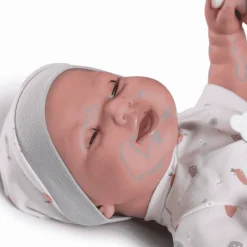 Muñeca Recién Nacida Mia hace pipí con canastilla Antonio Juan