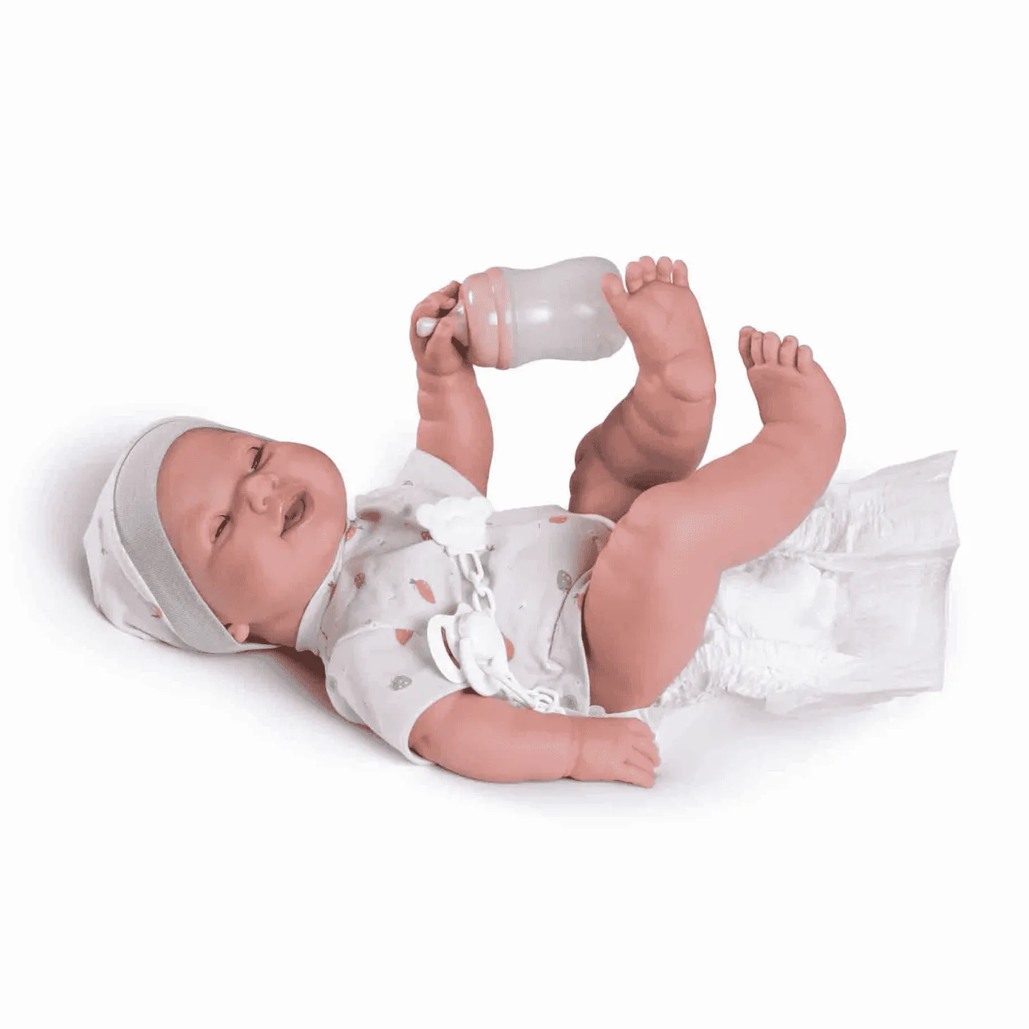 Muñeca Recién Nacida Mia hace pipí con canastilla Antonio Juan