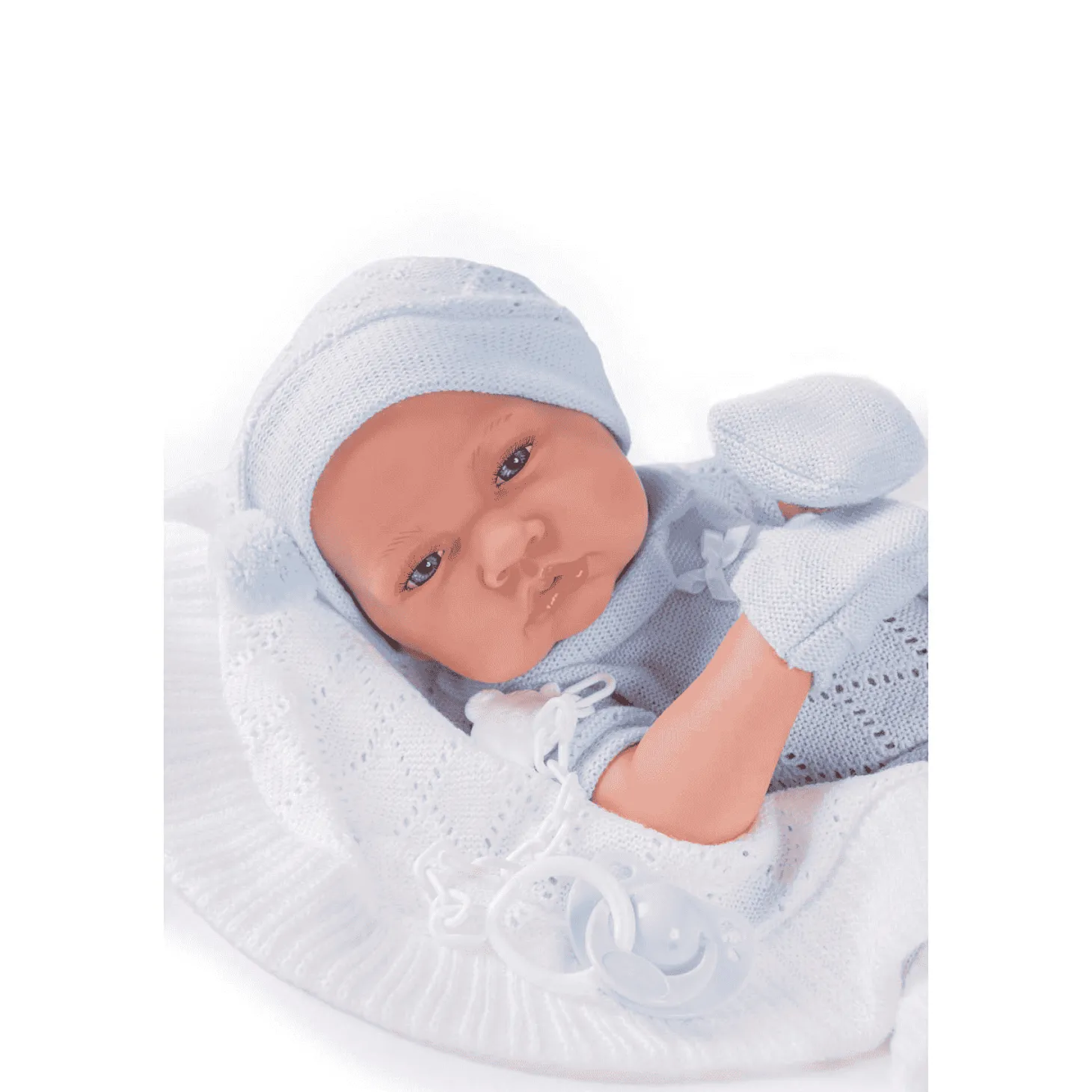 Muñecas Antonio Juan Recién Nacido con toquilla de punto