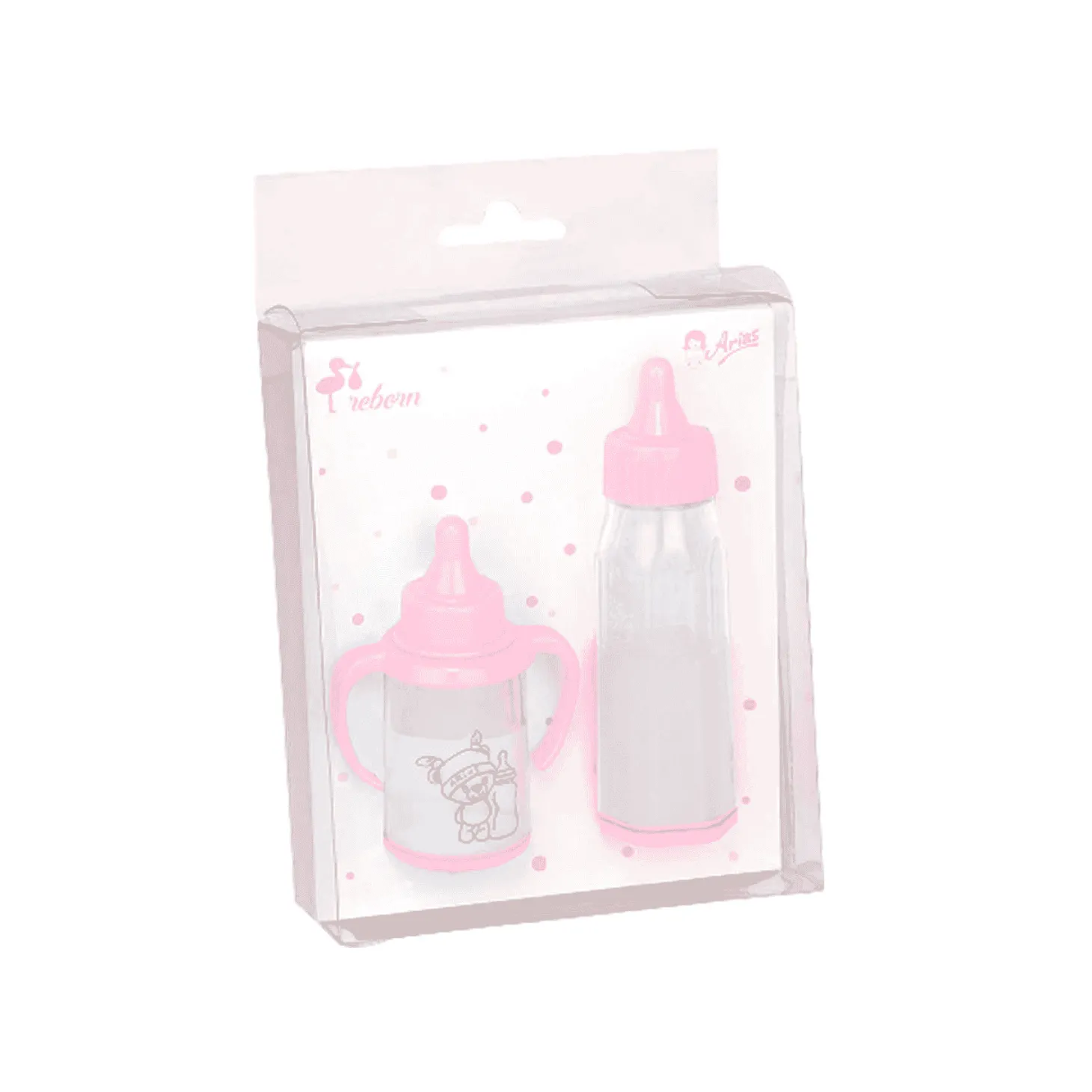 Muñecas Arias Set de 2 Biberones Rosa