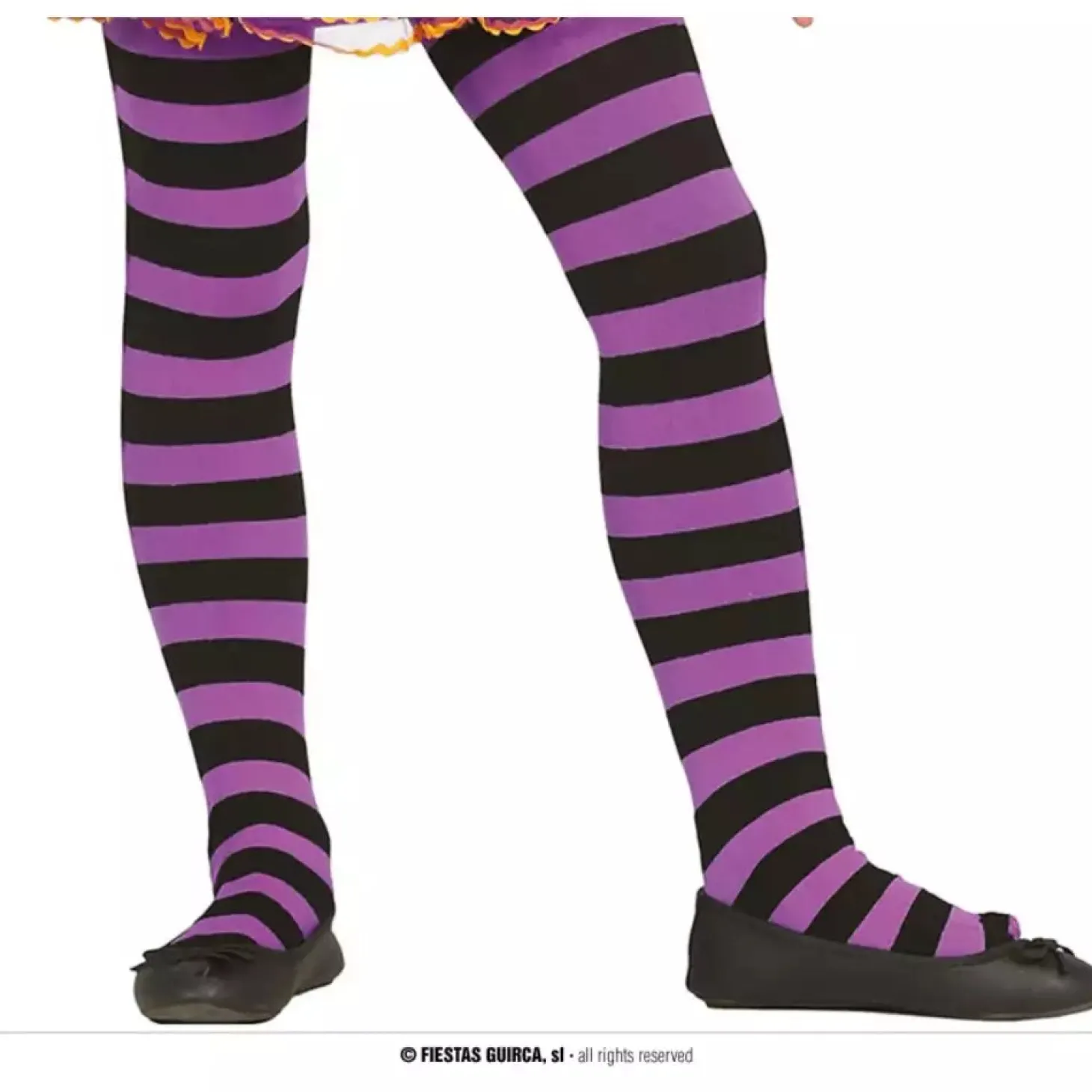 Pantys de rayas negro y morado para disfraz infantil 7-10 años