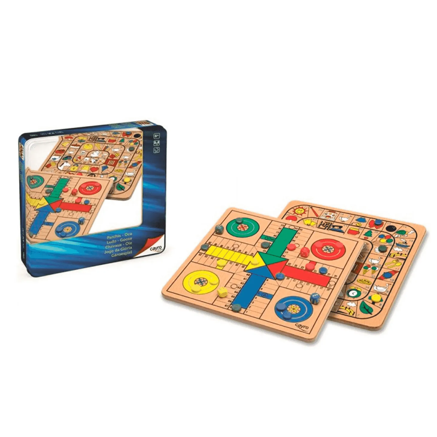 Parchis-Oca de Madera Caja Metálica