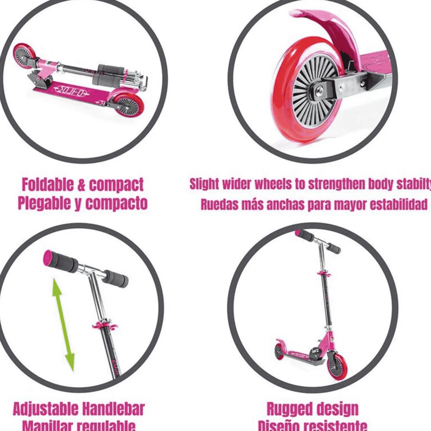 Patinete Plegable City Scooter Moltó Rosa