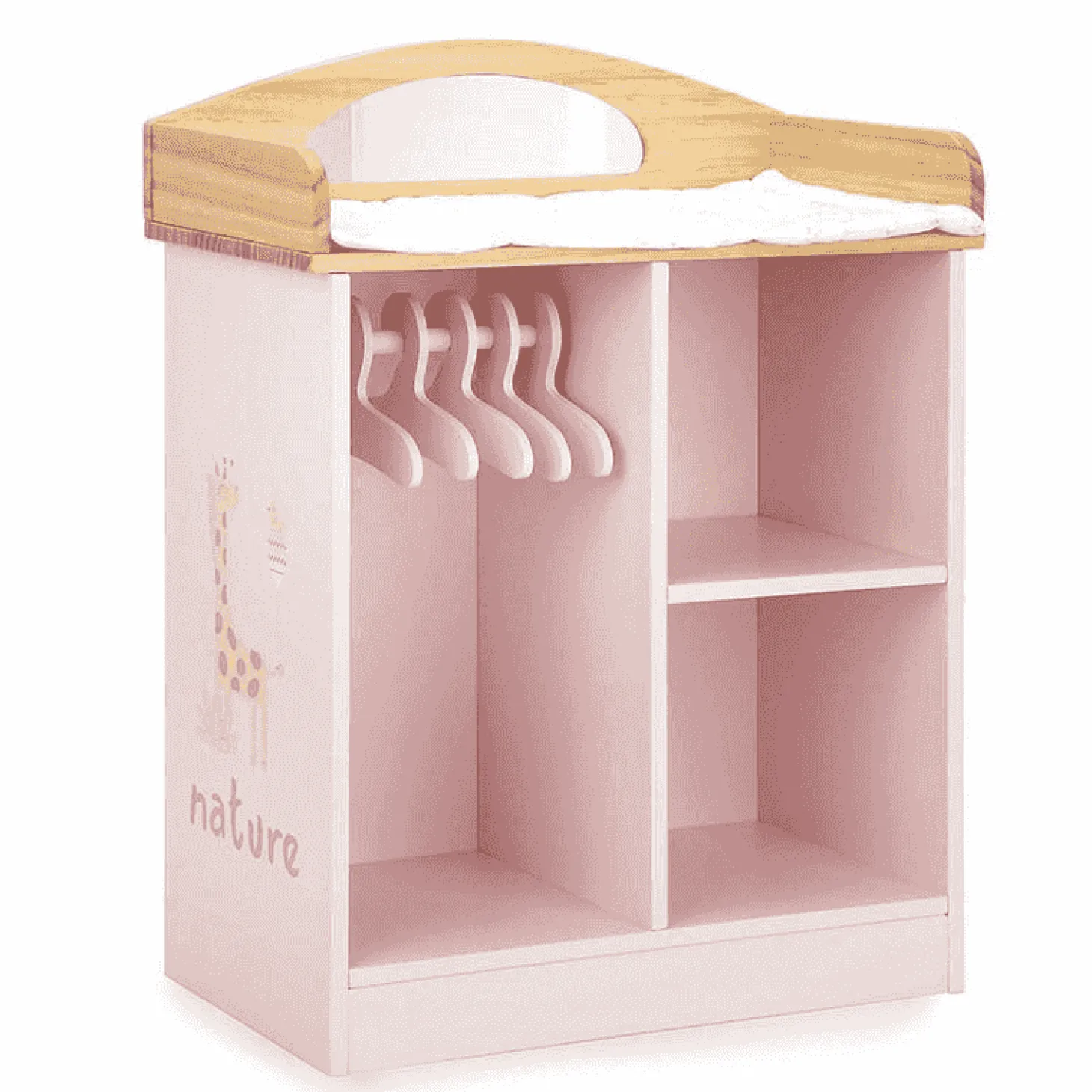 Perchero / Cambiador Nature 37x20x48 cm – Juego simbólico de madera para muñecas